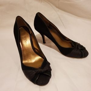 Ann Taylor Loft Black suede heel with knot detail